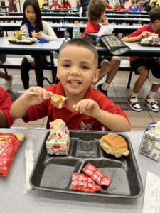 Child eating a healthy lunch